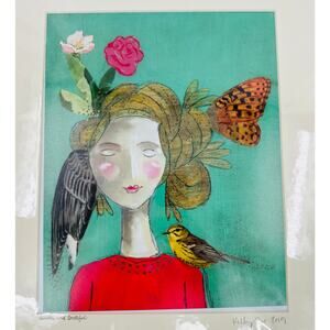 KELLY RAE ROBERTS Original Matted Print - Quirky and Grateful 2019 14" x 11" New